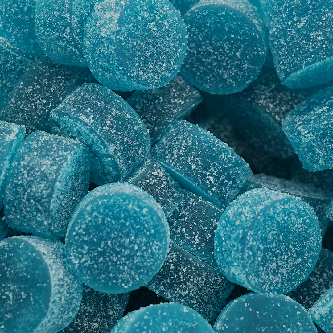 THC 25 mg en CBD 25 mg snoepjes - Blue razz đ«